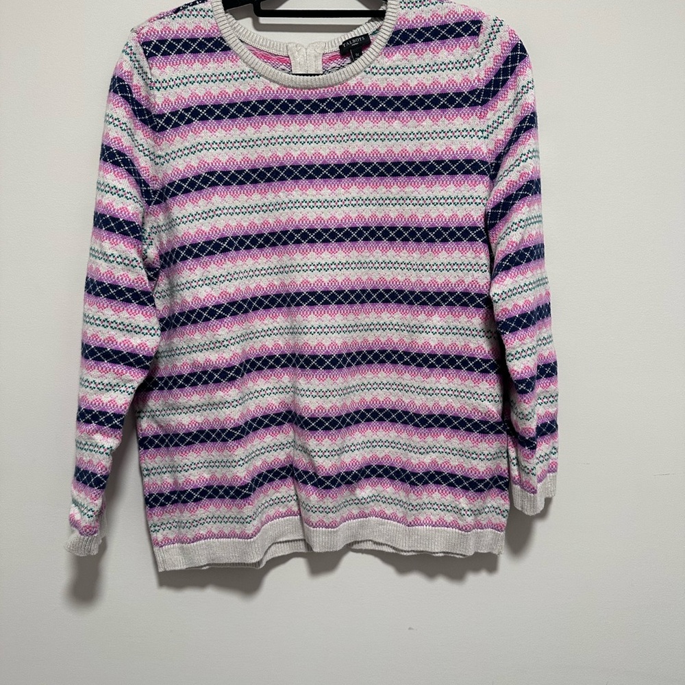 Talbots Back Zip  Nordic Style Pink and Purple Sweater - Women’s Size 1X